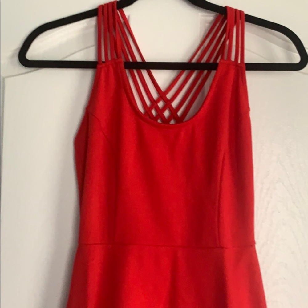 Red mid length dress